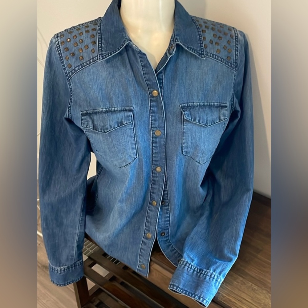 INC Denim Studded & Snap up Shirt .